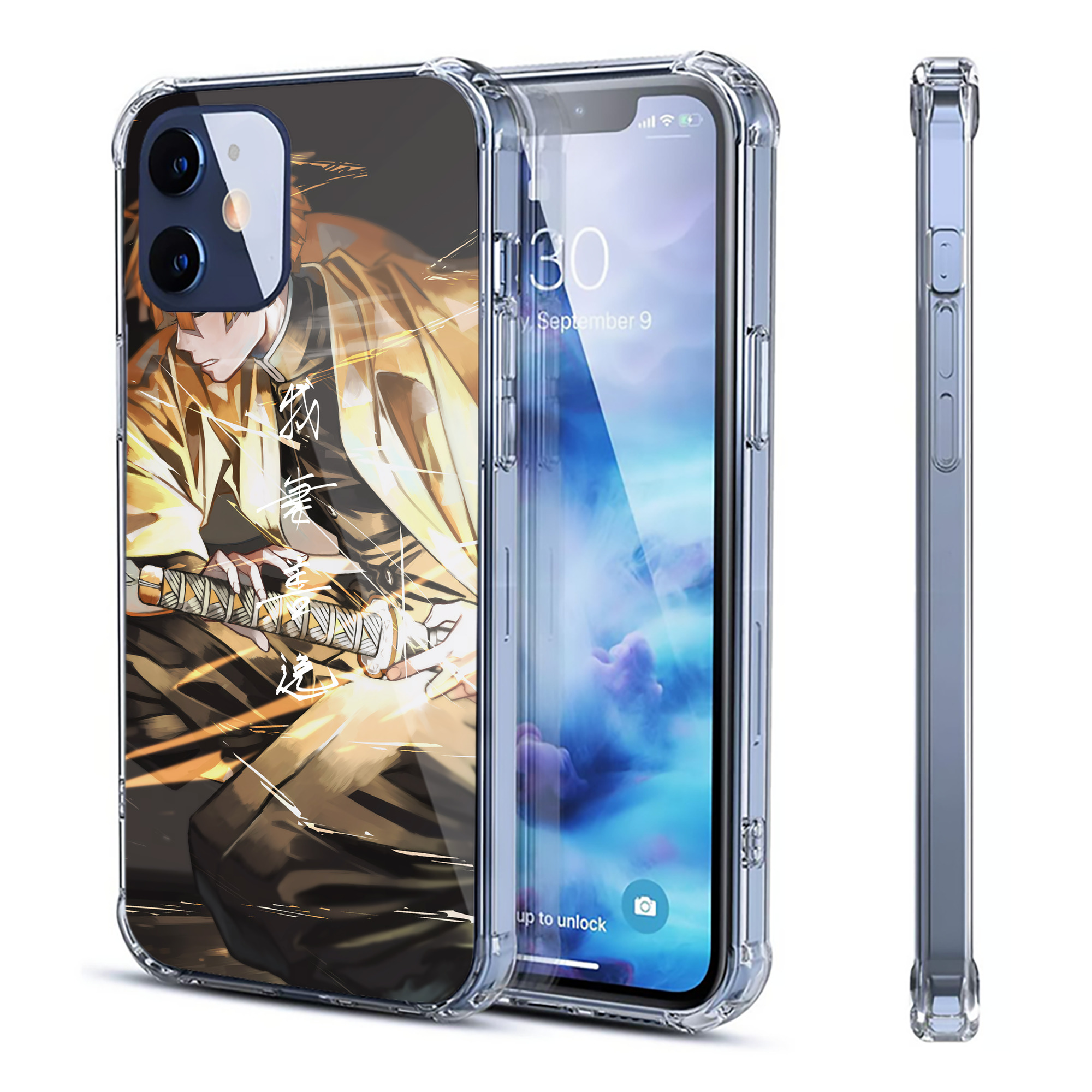 （画像用） 鬼滅の刃（きめつのやいば）我妻 善逸／あがつま ぜんいつ Agatsuma Zenitsu 【iPhone 12シリーズ対応】透明スマホケース（クリアソフトケース）